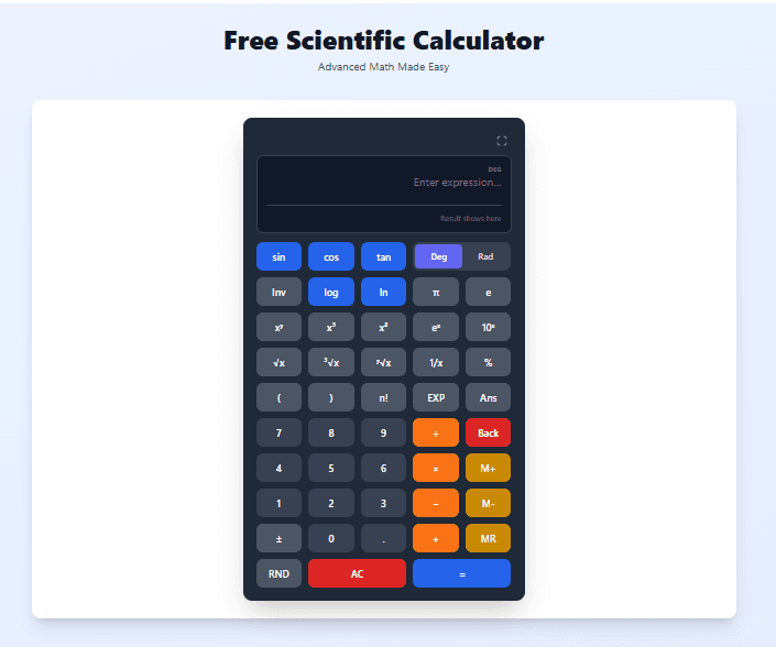 Free Online Scientific Calculator