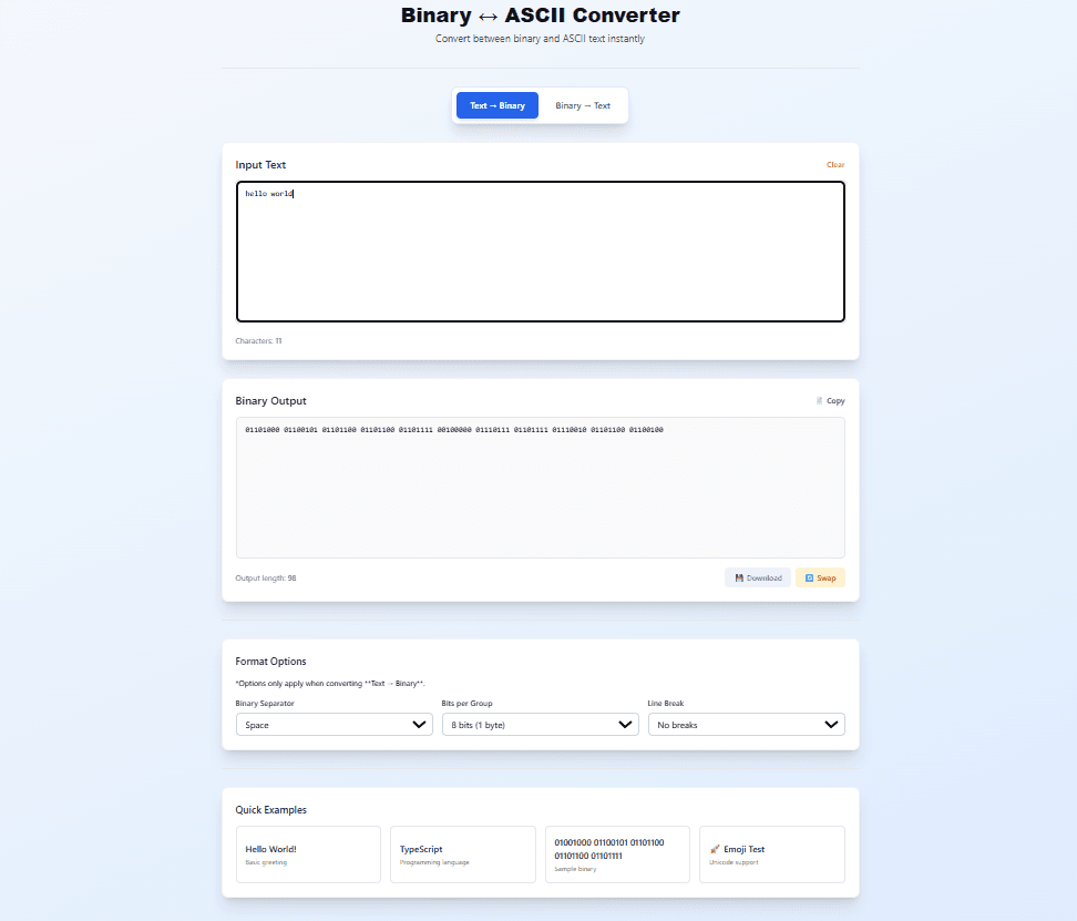 Binary to ASCII Converter – Instant Text ↔ Binary Conversion