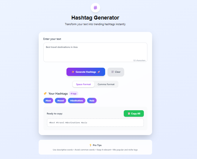 Hashtag Generator – Create Trending Hashtags Fast
